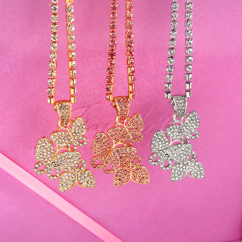 Fashion Butterfly Alloy Inlay Womenu0027S Pendant Necklace 1 Piece