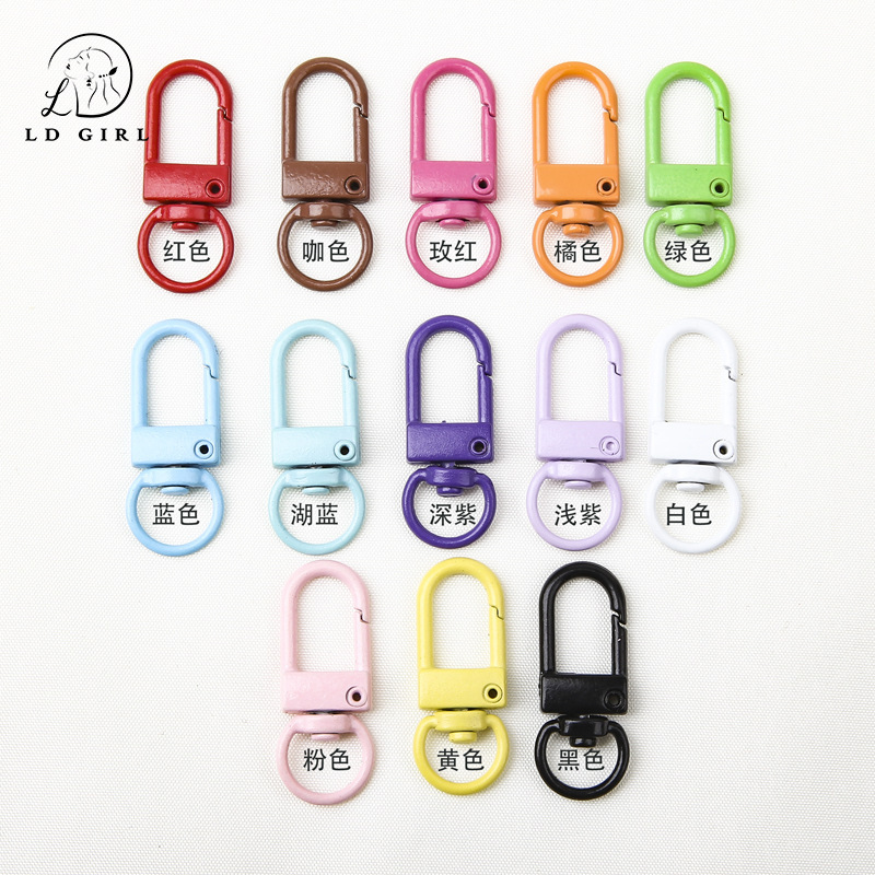 Colorful Alloy Painted Small Door Clasp Keychain Dog Clip DIY Bag Doll Hanging Clip Spring Clip Bead Accessories
