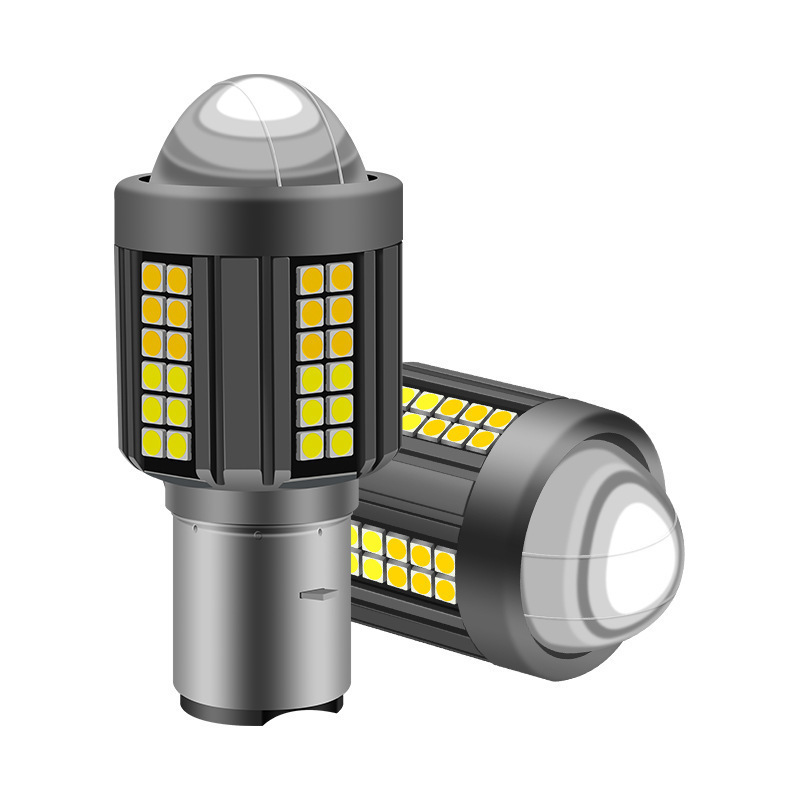 Motorcycle Led Headlight H4 Fisheye Electric Vehicle Headlight Yellow and White Dual-Color High and Low Beam Integrated Three-Claw Two-Claw Light