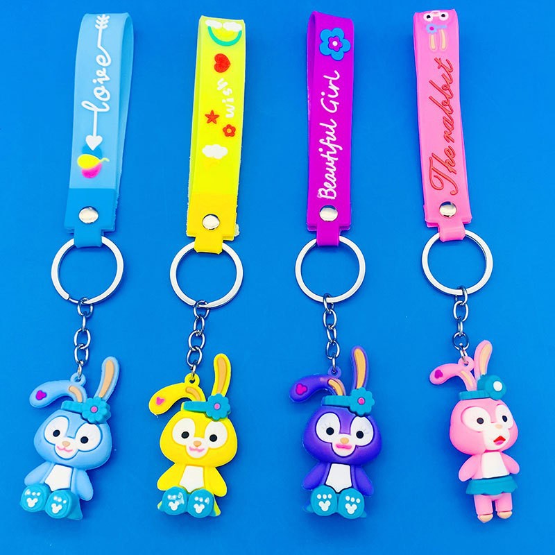 Cute Stellalou Rabbit Plush Keychain Creative Silicone Toy Micro-Business Qr Code Gift Bag Pendant in Stock