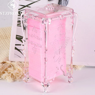 Butterfly Cotton Storage Box with Lid Dustproof Nail Removal Towel Nail Art Cotton Storage Box Multifunctional Nail Art Tool Box