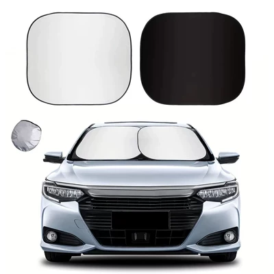 Cross-border car sun shade coated silver cloth car front car sun shade double ring sun shade can be printed (Sun shade)