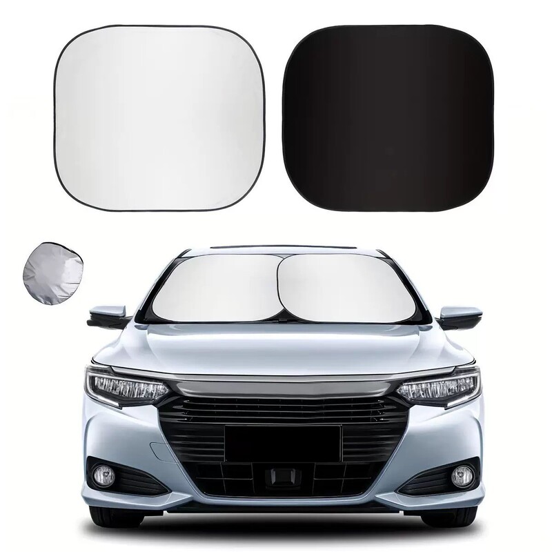 Carefully Selected Cross-Border Car Sunshade with Silver-Coated Fabric, Car Front Sunshade Curtain, Double-Circle Sun Protection Sunshade, Printable Carefully Selected Cross-Border Car Sunshade with Silver-Coated Fabric, Car Front Sunshade Curtain, Double-Circle Sun Protection Sunshade, Printable