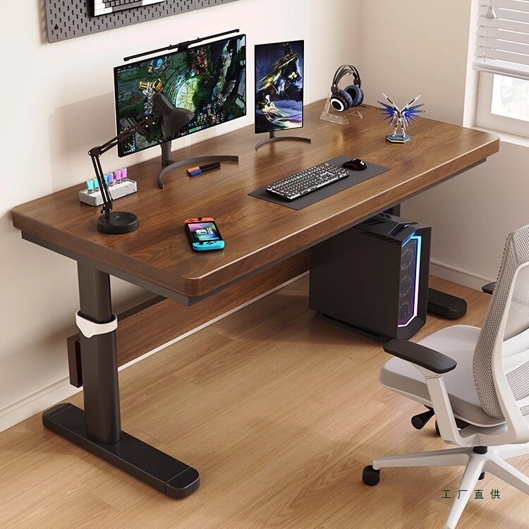 Lift Computer Table Solid Wood Desktop Table Bedroom Home Liftable Simple Double Office Study Table E-Sports Table