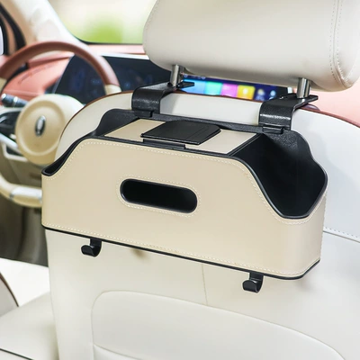 Car cup holder/beverage holder Rack Water Cup Holder Seat - simple-style-beige-chair-back-multifunctional-storage-box-upgraded-integrated-mobile-phone-holder