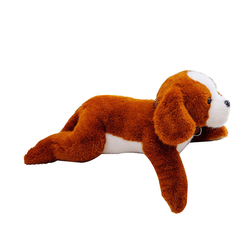 Cute collar perro juguete de peluche cachorro muñeca husky muñeca de pelo dorado suave lindo dormir simulación perro suave