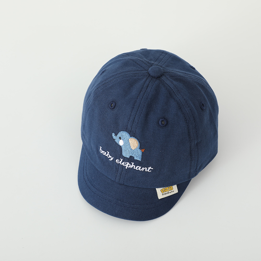 Sombreros de primavera para bebés pequeños elefantes bordados delgados sombreros de goma suave para bebés sombreros de béisbol de protección solar para niños y niñas