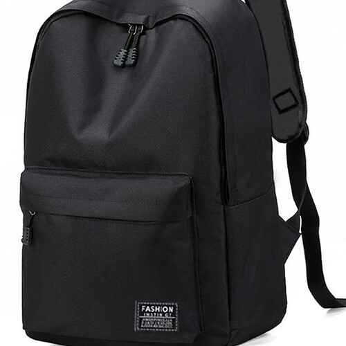 Leisure Dual-Compartment Backpack Waterproof Travel Bag Laptop Bag Wholesale Student Bag Black Simple Foreign Trade