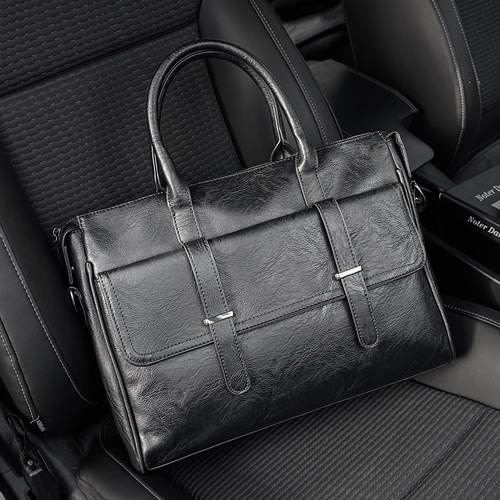 2024 New Business Casual Briefcase Simple Shoulder Crossbody Bag Casual Portable Trendy Men's Computer Bag