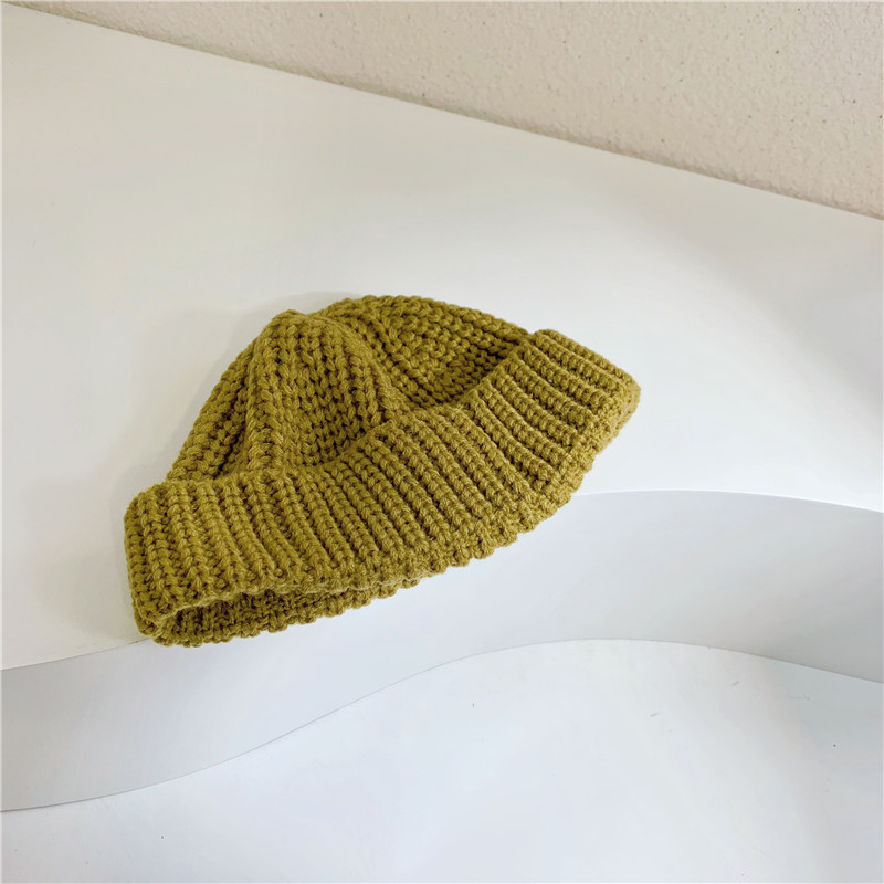 Unisex Children's hat Autumn solid color baby wool hat Autumn winter boys and girls warm melon skin hat knitted hat_voghion.com
