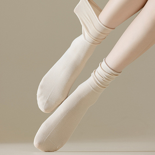 Socks for women in autumn and winter, new arrivals, piles of socks, macarons, new mid-calf women's socks, loose hemming, women's cotton socks, boneless sutures