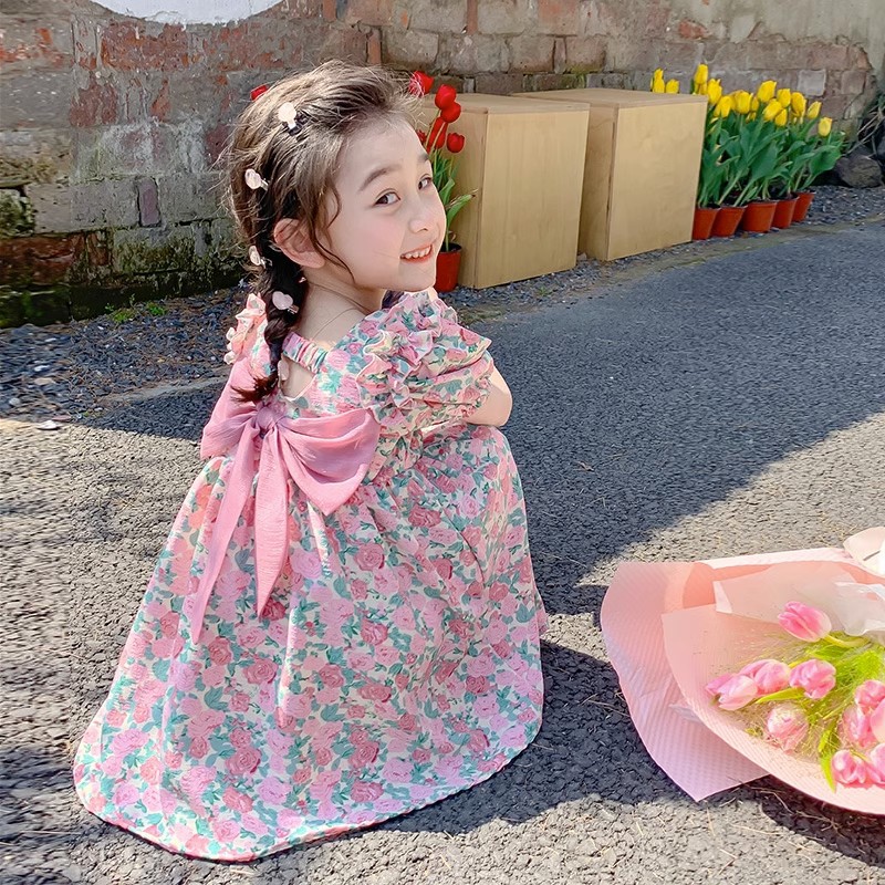 Las niñas se visten de verano 2023 nuevo occidental niña bebé verano moda niños vestido de verano princesa falda