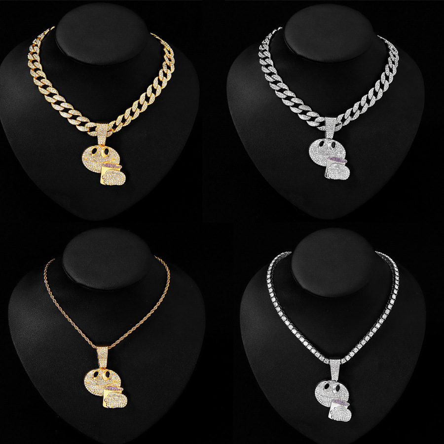 Hip-hop colgante de tenis tendencia callejera colgante de diamantes para hombres personales interesantes tazas de vino sonrientes colgante cadena