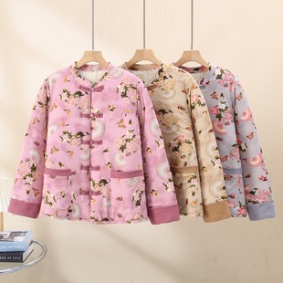 New Chinese Style Women's Clothing Cotton Coat Tang Suit Cotton Coat Chinese Style Vintage Flower Cotton Coat National Fashion Women's Winter Explosions Coat