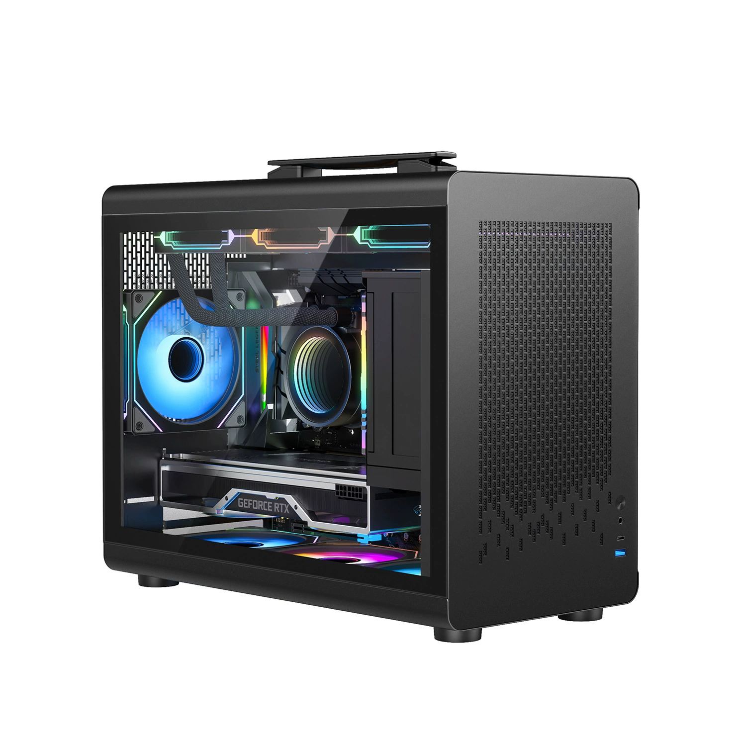 放牧者 Cross-border portable small case matx computer desktop host case white 360 ​​water-cooled side-transparent mini