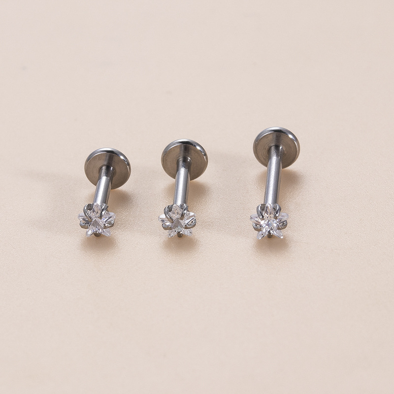 2PCS 1,2X6/8/10X3MM Liebe Platz Fünf-Punkt-Stern Runde Zirkon Edelstahl interne Gewinde Lippe Earbone Nagel_voghion.com
