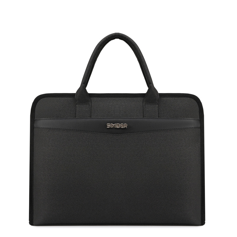 Smol black briefcase for men, high-end, large-capacity laptop bag, hand-held office bag, water-resistant, direct from the manufacturer