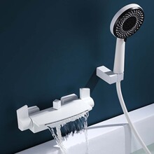 瀑布式浴缸龙头墙出缸边式冷热洗澡淋浴花洒套装入墙式浴缸水龙头