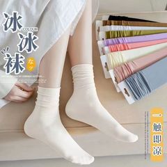氷の靴下の女性の中筒の靴下の夏の薄いタイプのinsの潮網の赤い白いナイロンの氷の糸の夏の長い山の靴下