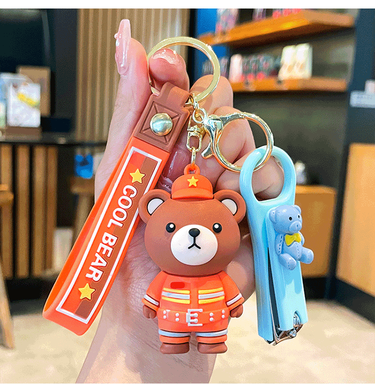 Silica Gel Material Cute Simple Style Bear Silica Gel Unisex Keychain