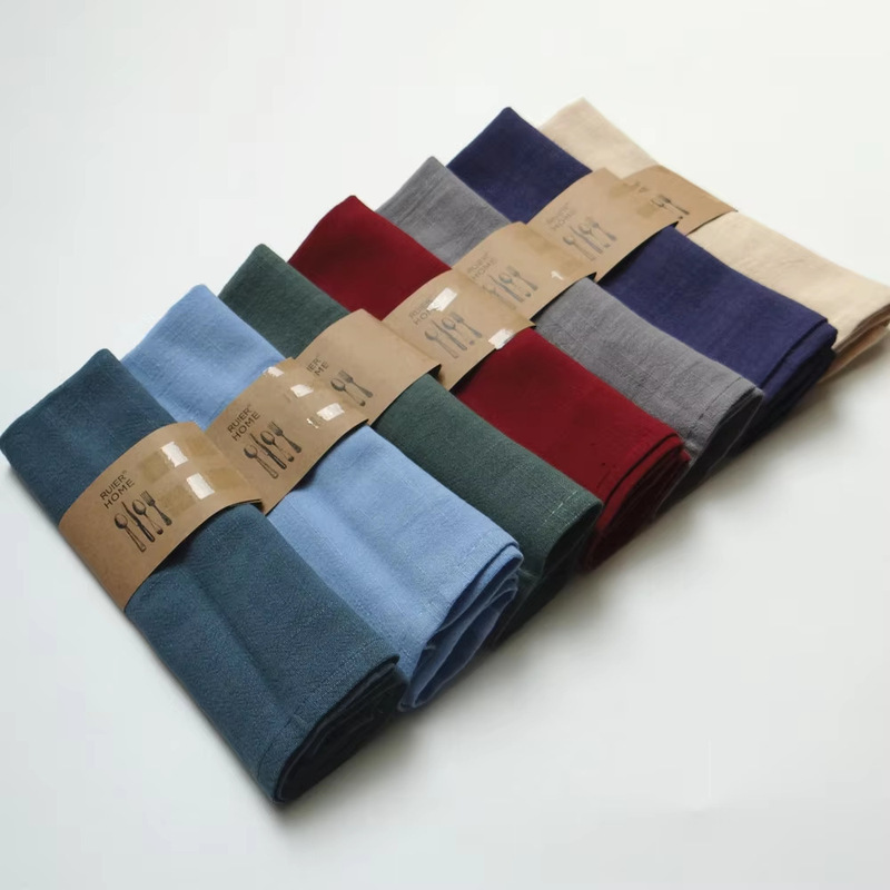 New Cotton and Linen Napkins, Amazon Specializes in Western Restaurant Household Square Towels, Washed Cotton Napkins, Simple Placemats and Mouth Cloths
