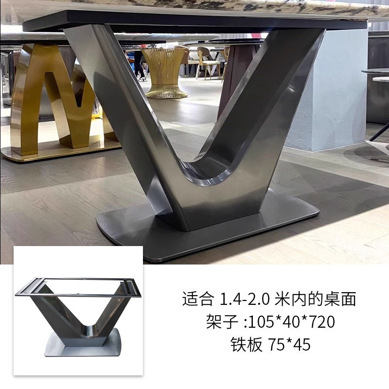 Mesa de acero inoxidable soporte de piernas de mármol base de lujo ligero marco de soporte de tabla de roca mesa redonda pie de mesa larga isla marco de mesa pie de comedor