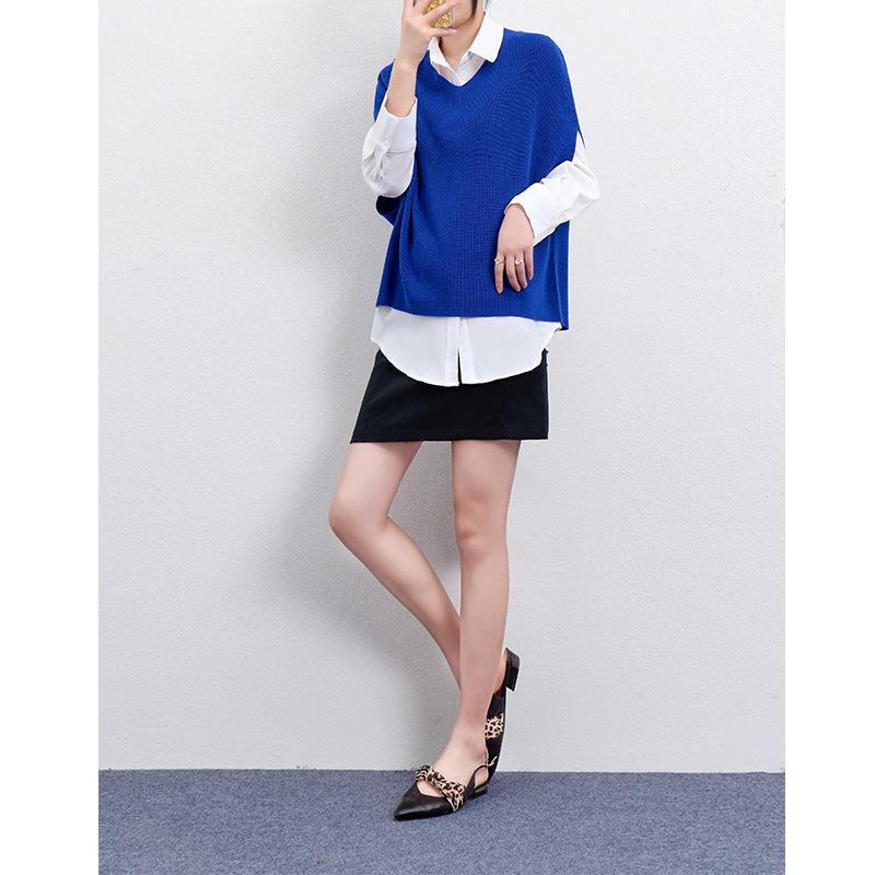 Nuevo estilo coreano Chaleco con cuello en V suéter blogger sentido alta ocultación carne moda casual de punto chaleco suelto ropa exterior de las mujeres image 15