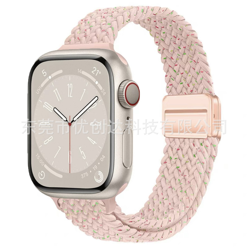 适用苹果applewatch小蛮腰磁吸扣编织表带9876可调节松紧女生表带|undefined