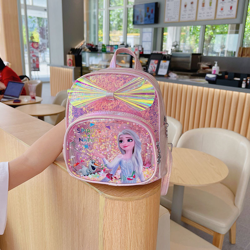 Niños mini mochila lindo arco lentejuelas niñas mochila moda princesa viaje pequeña mochila