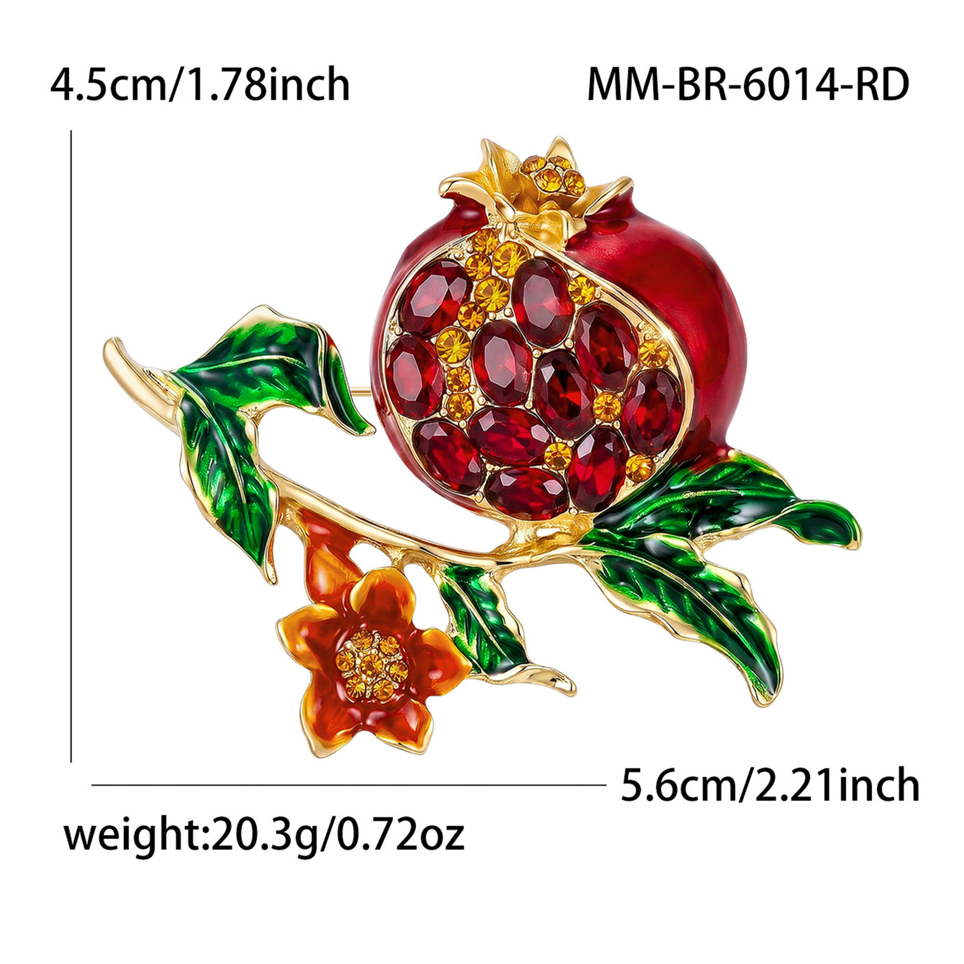 New enamel-inlaid diamond pomegranate brooch, a fashionable and elegant clothing accessory, directly from the manufacturer: BR6014