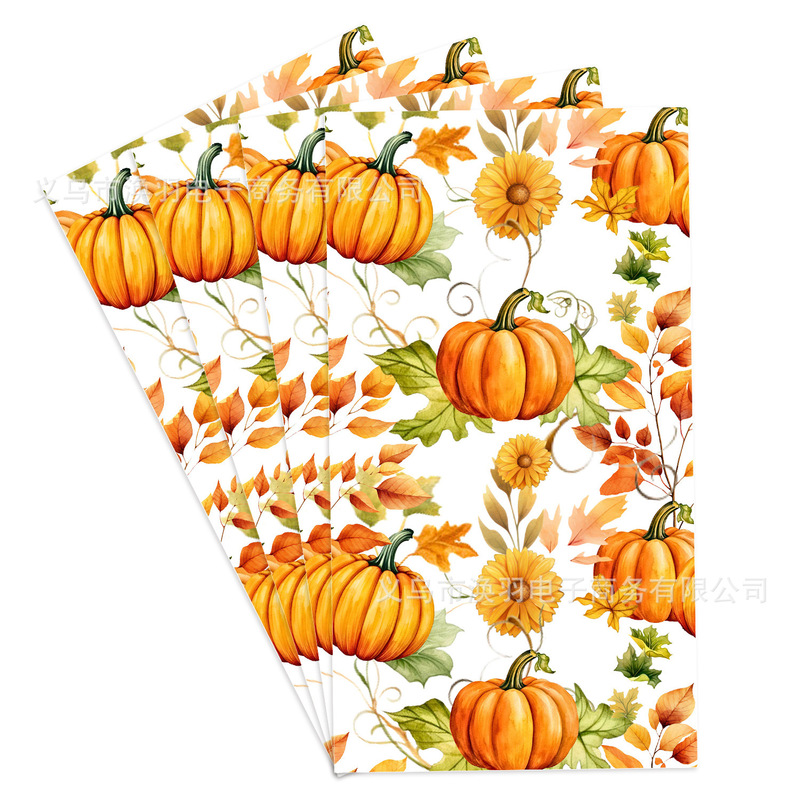 [Ready Stock] Rectangular Paper Towels Cross-Border Autumn Pumpkin Thanksgiving Theme Party Disposable Printed Napkins