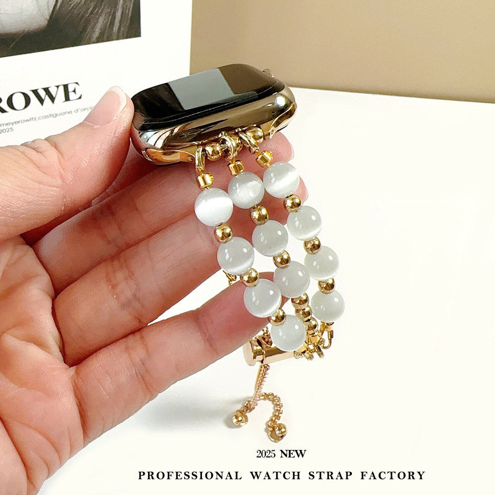 in stock for Apple Watch Band Opalite Beaded Double Bracelet Women's iwatch Watch Band S10 Samsung Strap