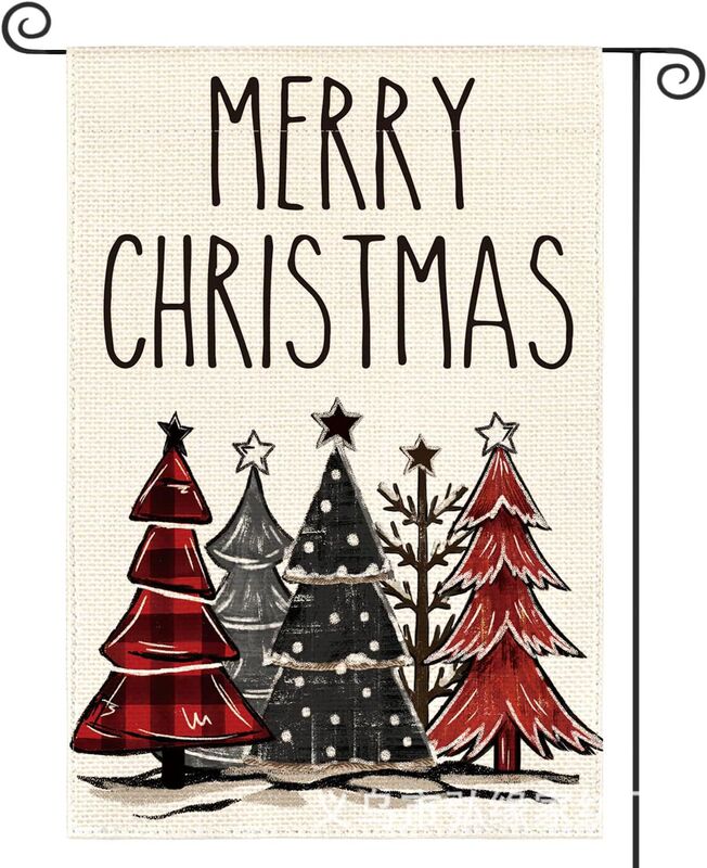 アマゾンの新しいクリスマスガーデン旗水彩シリーズの模様両面印刷クリエイティブクリスマス風雰囲気旗|undefined