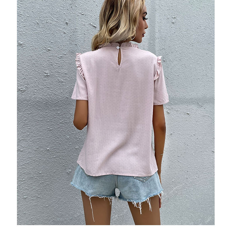 Pink Short-Sleeved Round Neck T-Shirt NSYYF107042