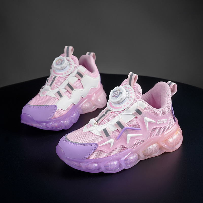 Zapatos DE LOS NIÑOS otoño y el invierno nueva malla giratoria hebilla de cuero los niños zapatillas medio y grandes los zapatos de viaje las niñas ocasionales