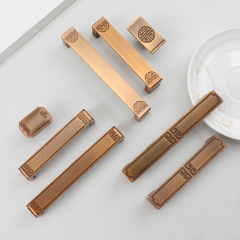 New Chinese-style solid handle for yellow bronze cabinet doors, vintage-inspired cabinet, wardrobe, and drawer handles—timeless, minimalist European-style furniture accents