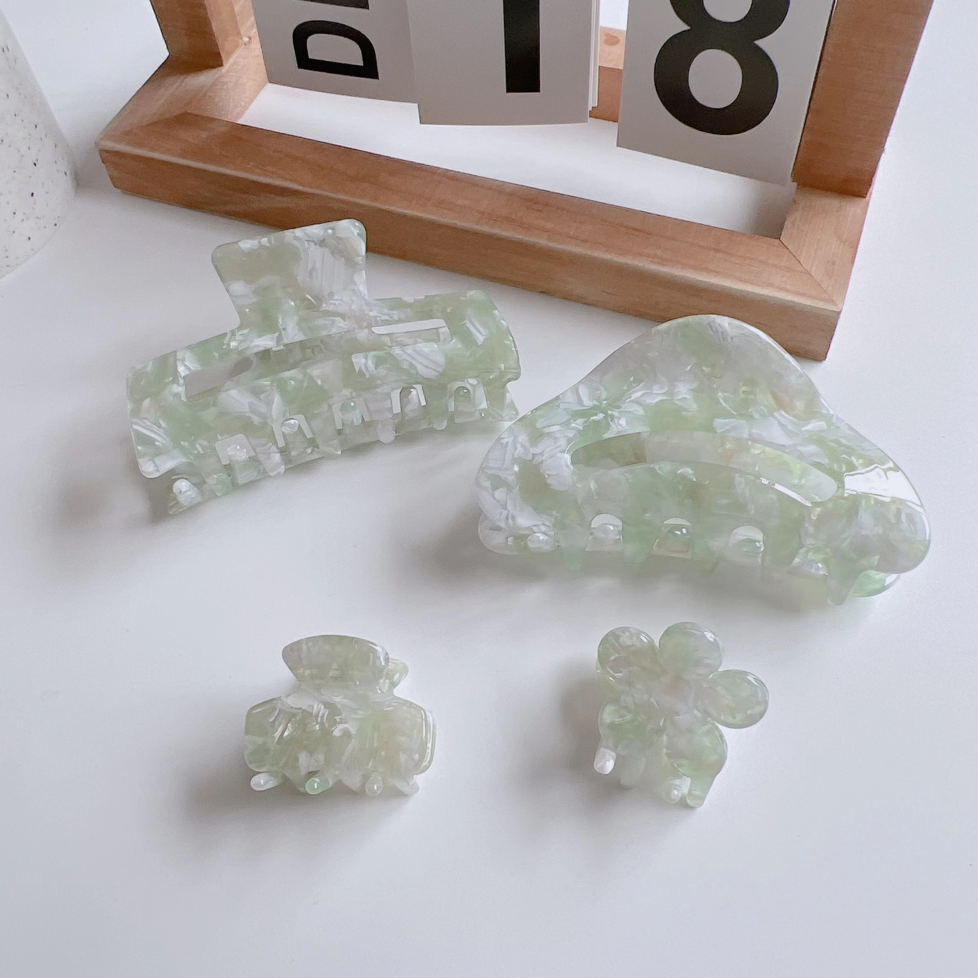 Sweet Style Fashion New Gradient Color Acetate Vintage Matcha Green Grip Clip Headdress