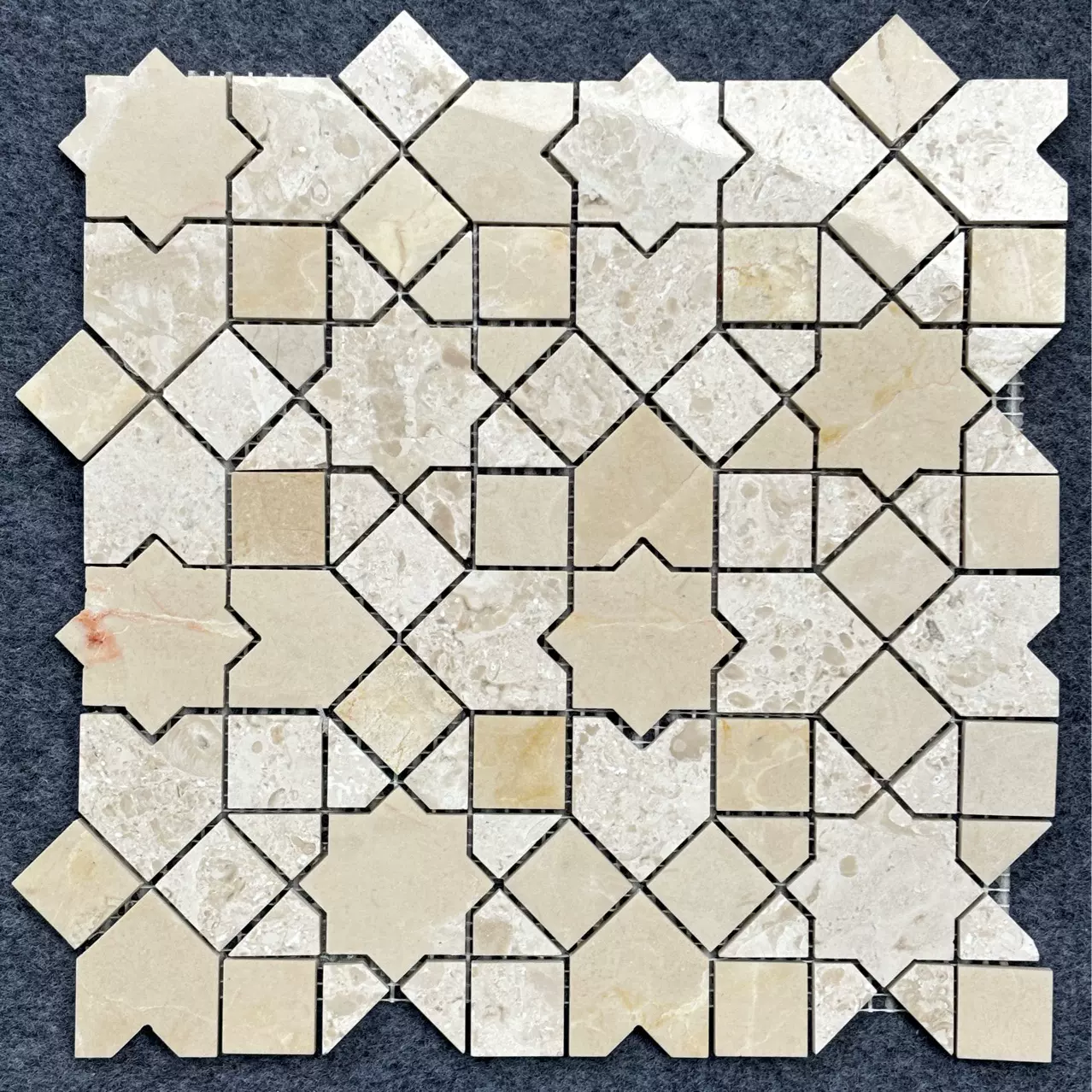 意式复古天然大理石内墙砖米黄洞石地砖奶油风高档高级装饰小花砖