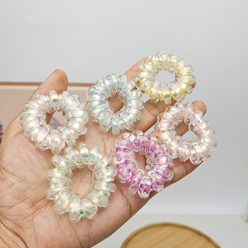 夏季双层小清新透明加粗电话线发圈女韩国时尚高弹力皮筋发绳头饰