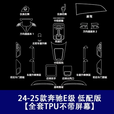 Navigation Screen Protective Film Tempered – Car interior film - 24-26-mercedes-benz-e-class-high-end-version-full-set-of-tpu-soft-film-without-screen