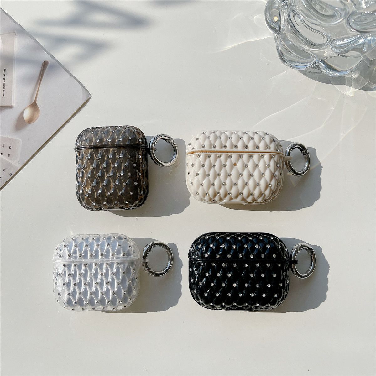 Transfronterizo ins punto diamante cubierta de auriculares para Apple Bluetooth auriculares caso airpods 4 caso suave pro3 cubierta