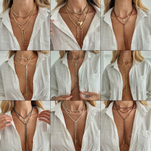 外贸爆款饰品个性新款多戴法项链时尚长款CCB串珠爱心吊坠项饰女