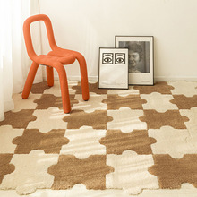 现代简约可满铺拼接客厅地毯家用植绒卧室床边毯拼图榻榻米防滑毯