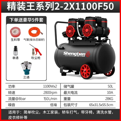 Hava kompressorları: 120L oil-free high pressure 150 - shengtian-50l-air-pump-2x1100w