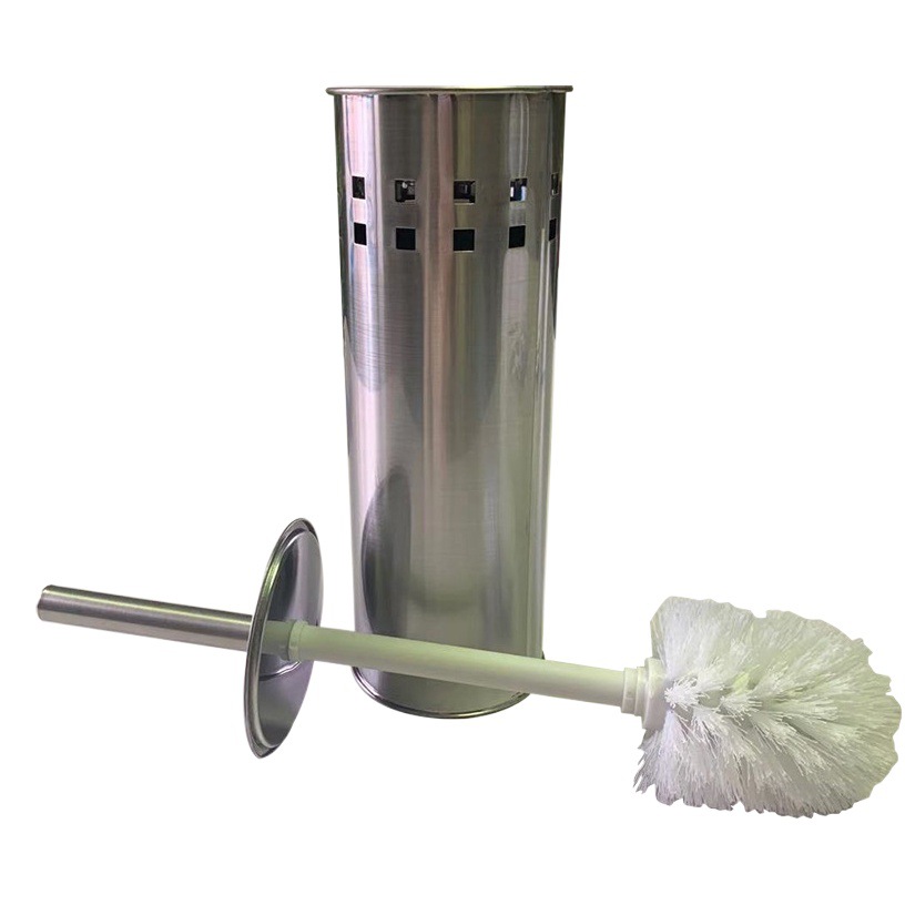 Traje de cepillo de inodoro de acero inoxidable redondo transfronterizo en stock sin ángulo muerto cepillo de limpieza cepillo de inodoro con fondo