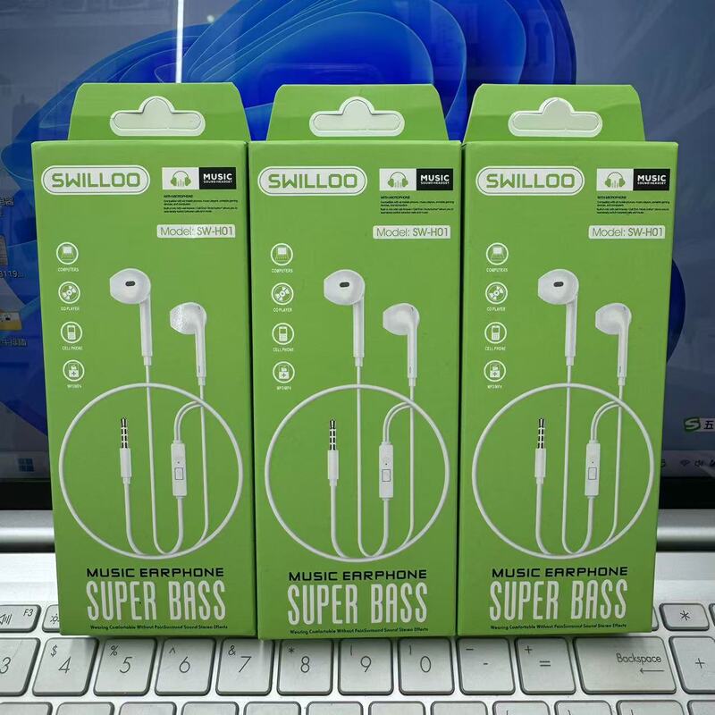 Swilloo Wired Earphones In-Ear Heavy Bass Call 3.5mm Jack High-Definition Earbuds Mobile Phone Stereo
