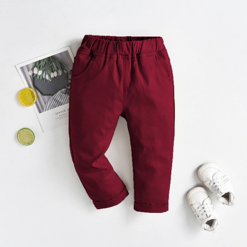 Cross-border boys' and girls' elastic long pants for middle-aged, big children, babies, spring and autumn outdoor wear, trendy and cool stylish pants, casual school uniforms