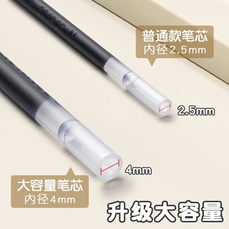 得力按动中性笔芯替芯墨蓝黑签字笔0.5子弹头速干大容量笔芯批发|undefined