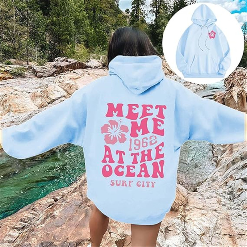 Women's Oversized Letter Print Hoodie Drop Shoulder Sweatshirt_voghion.com