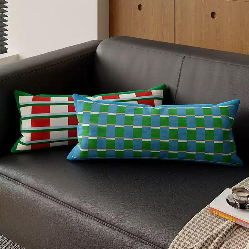 Estilo moderno estricto almohada larga sofá de sala de estar sensación de atmósfera universal almohada de cintura almohada cojín de coche siesta